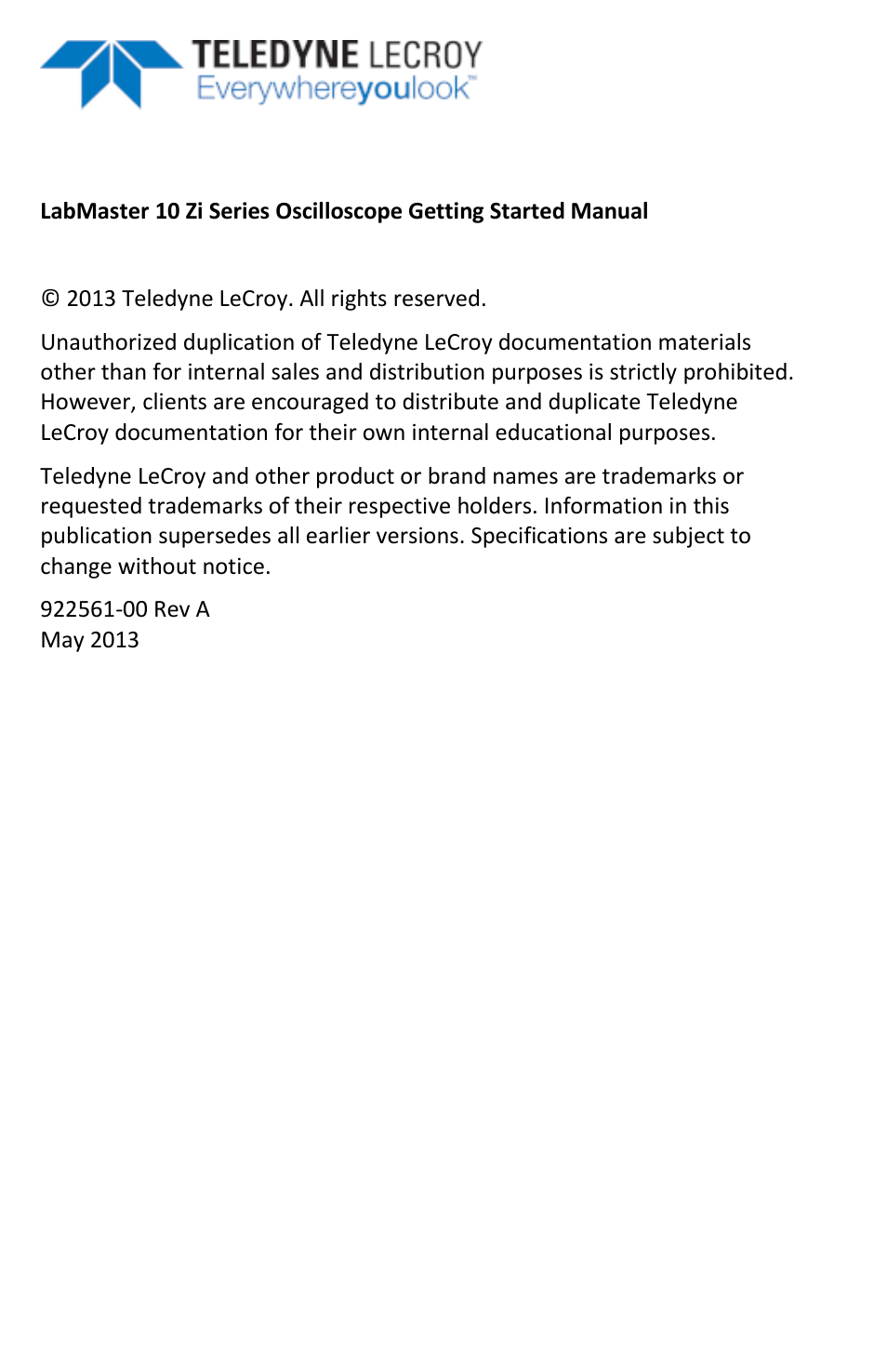 Teledyne LeCroy LabMaster 10Zi Operators Manual User Manual | Page 4 / 198