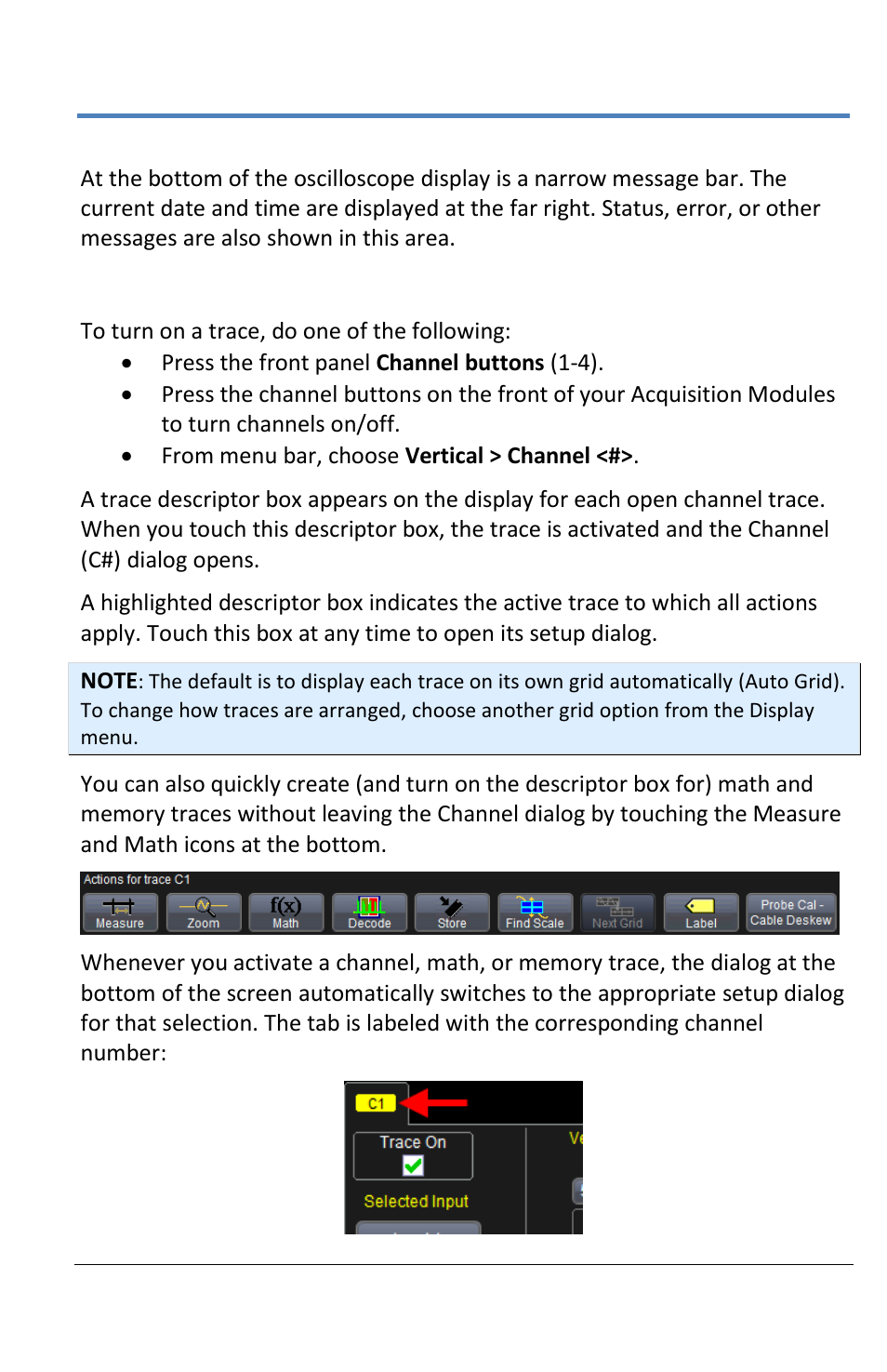 Turning on traces | Teledyne LeCroy LabMaster 10Zi Operators Manual User Manual | Page 63 / 198