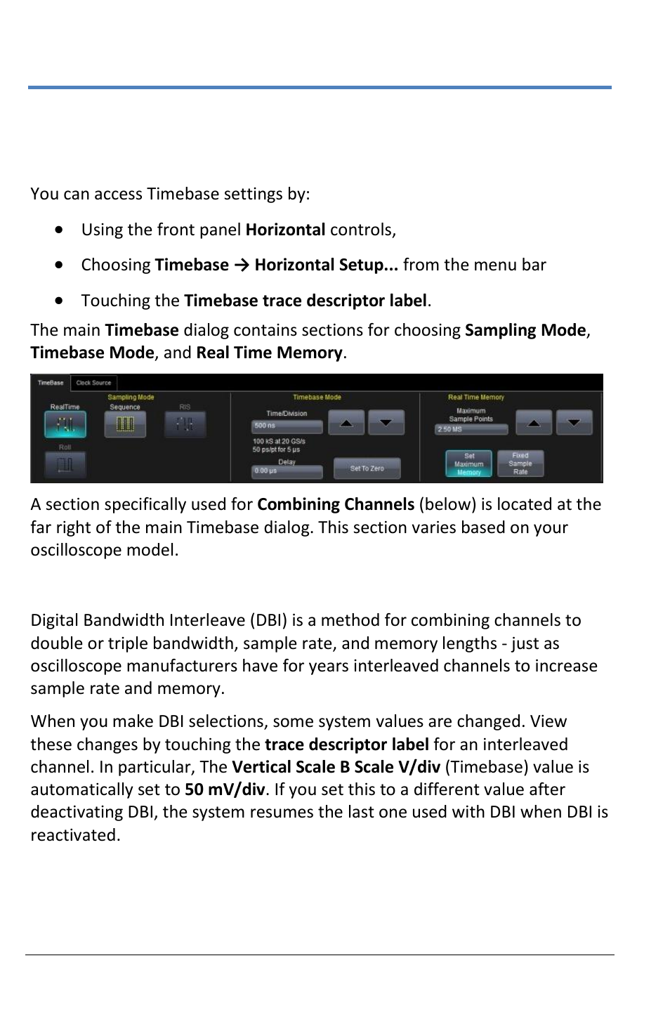 Timebase, Timebase dialog, Combining channels | Teledyne LeCroy LabMaster 10Zi Operators Manual User Manual | Page 64 / 198