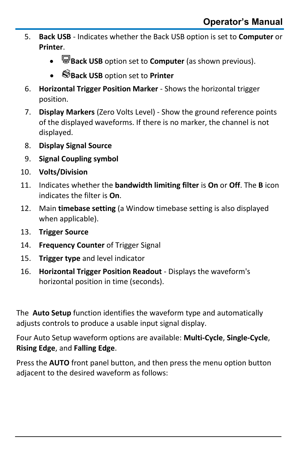 Auto setup | Teledyne LeCroy WaveAce 1000_2000 User Manual | Page 27 / 108