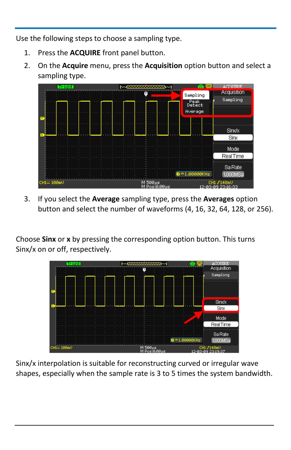 Sinx/x | Teledyne LeCroy WaveAce 1000_2000 User Manual | Page 36 / 108