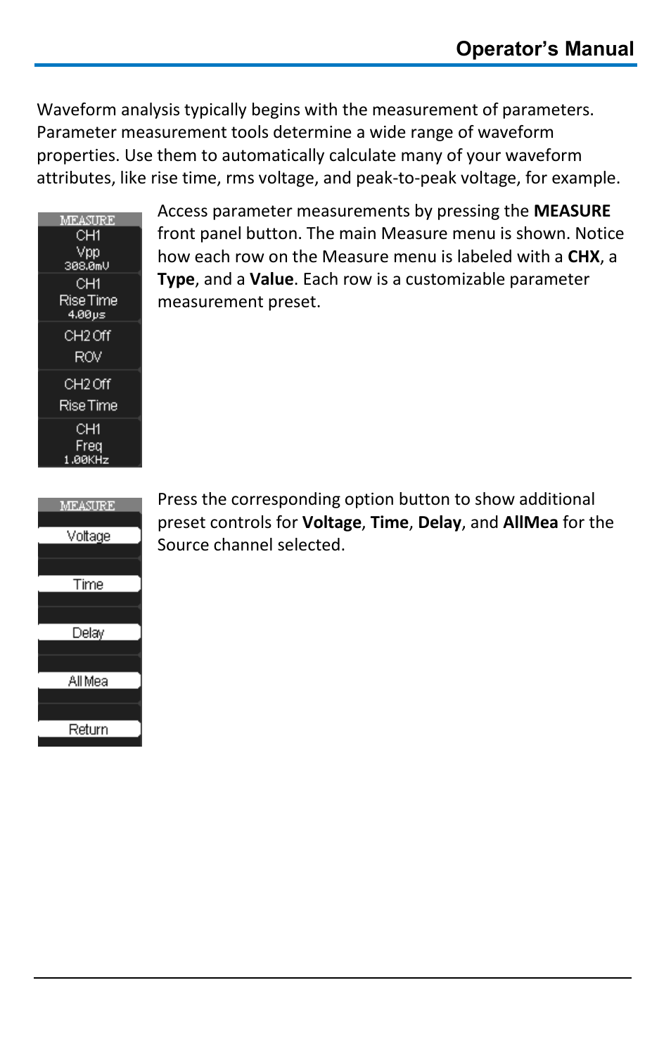 Parameter measurements | Teledyne LeCroy WaveAce 1000_2000 User Manual | Page 49 / 108