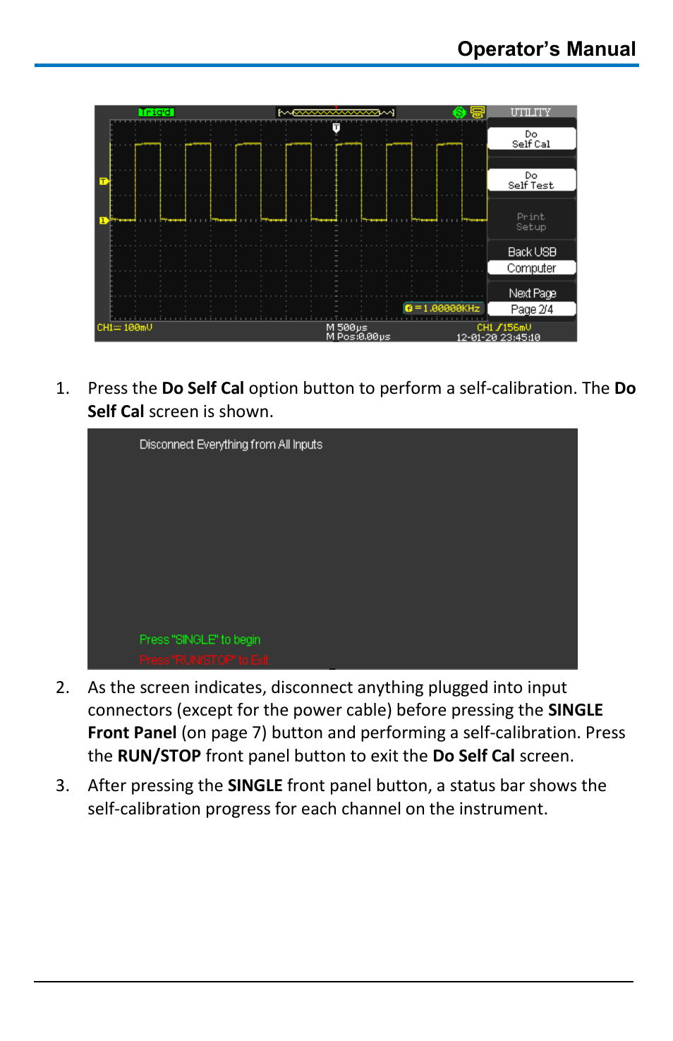 Utility menu - page 2/4, Operator’s manual | Teledyne LeCroy WaveAce 1000_2000 User Manual | Page 77 / 108