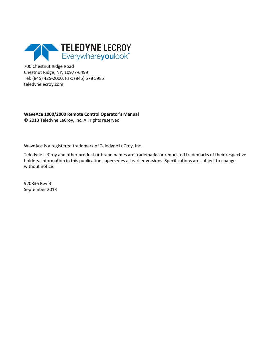 Teledyne LeCroy WaveAce 1000_2000 Remote Control User Manual | Page 2 / 92