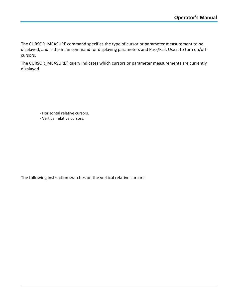 Cursor - cursor_measure, crms, Command syntax, Query syntax | Response format, Example, Related commands | Teledyne LeCroy WaveAce 1000_2000 Remote Control User Manual | Page 37 / 92