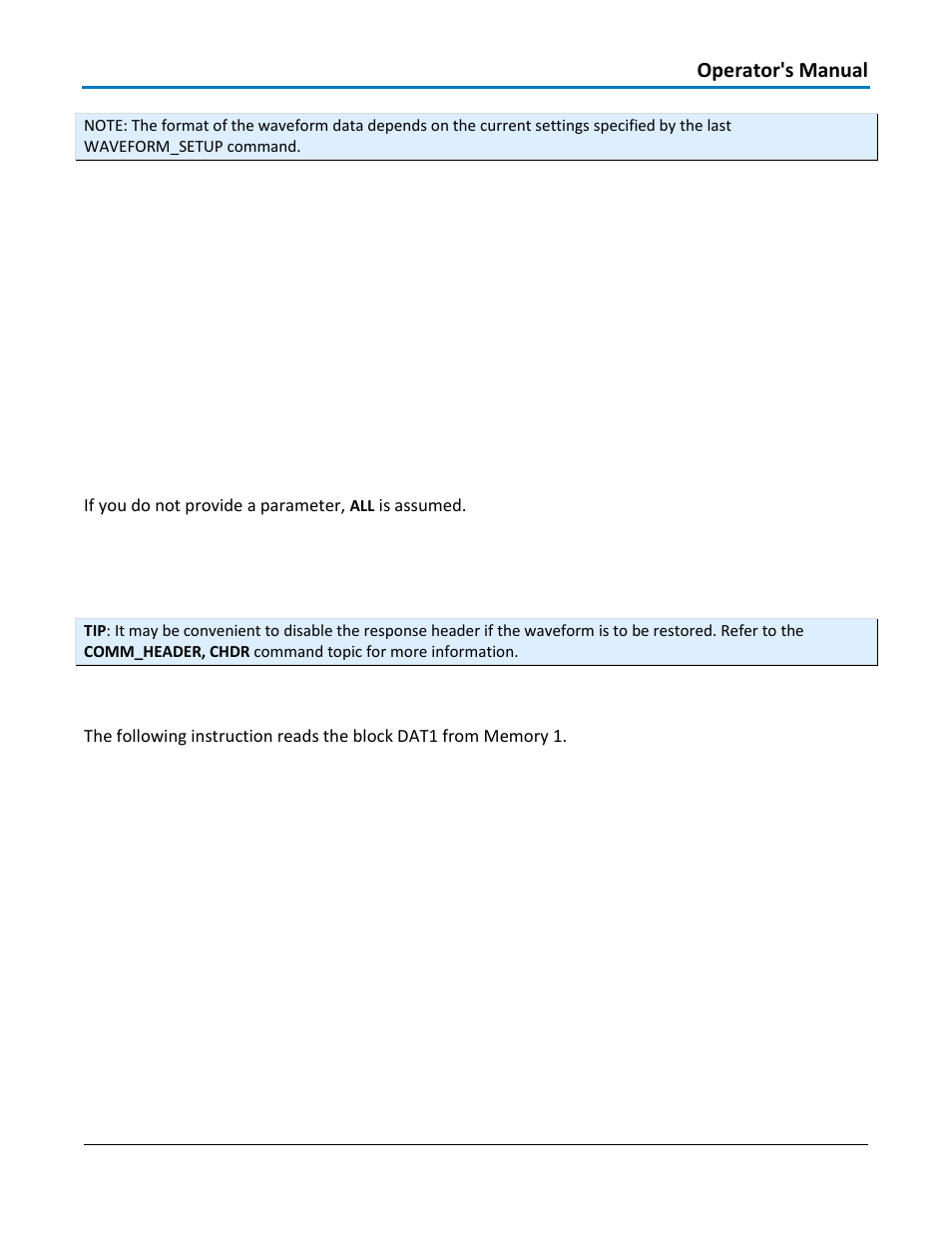 Command syntax, Query syntax, Response format | Example, Related commands, Operator's manual | Teledyne LeCroy WaveAce 1000_2000 Remote Control User Manual | Page 69 / 92