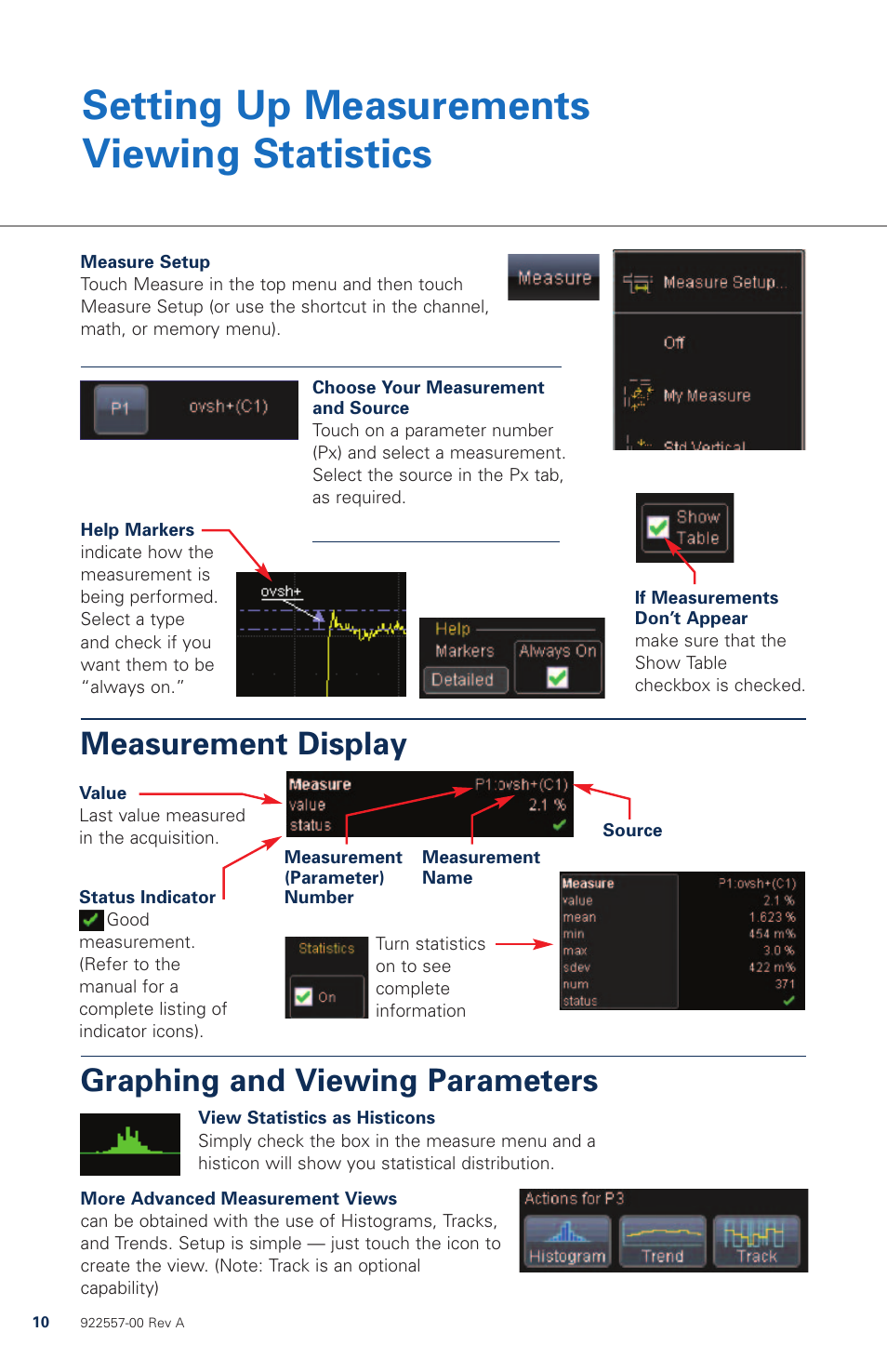 Setting up measurements viewing statistics | Teledyne LeCroy WaveRunner МXi-A Quick Reference Guide User Manual | Page 10 / 16
