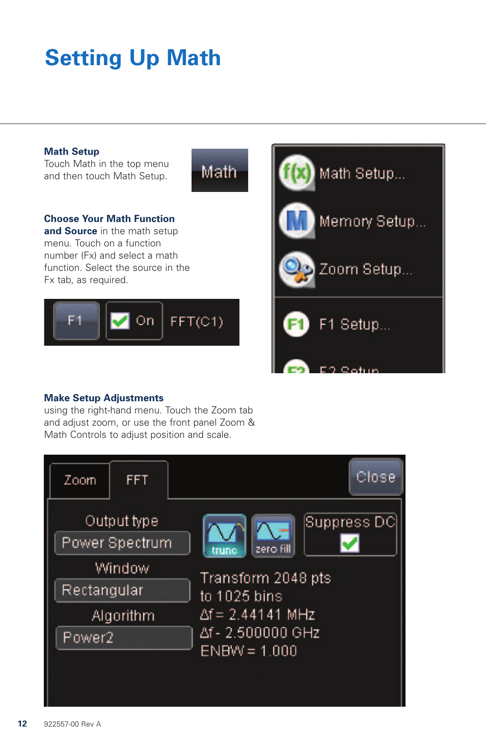 Setting up math | Teledyne LeCroy WaveRunner МXi-A Quick Reference Guide User Manual | Page 12 / 16