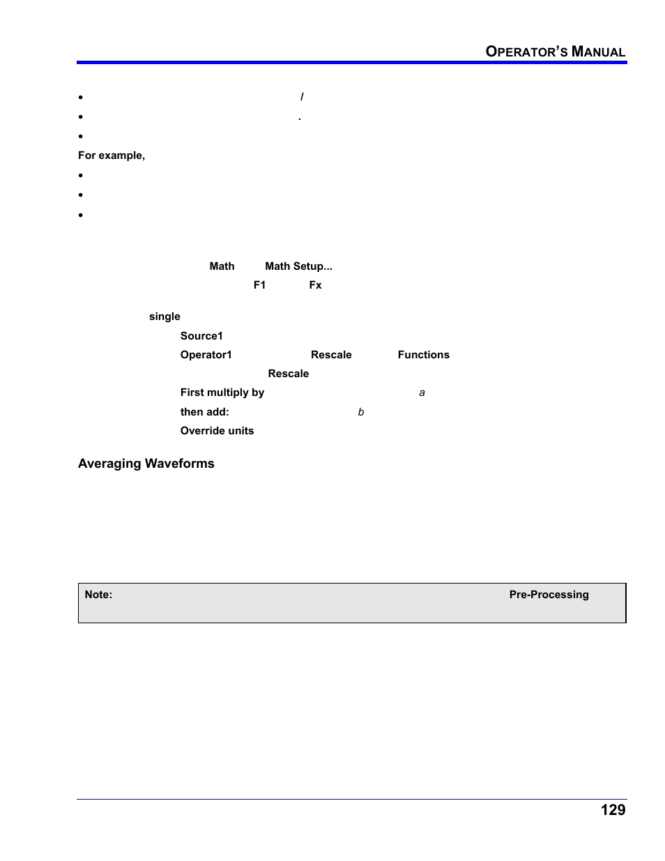 Rescaling setup, Averaging waveforms, Summed vs. continuous averaging | Teledyne LeCroy WaveRunner XI SERIES Operator’s Manual User Manual | Page 129 / 233