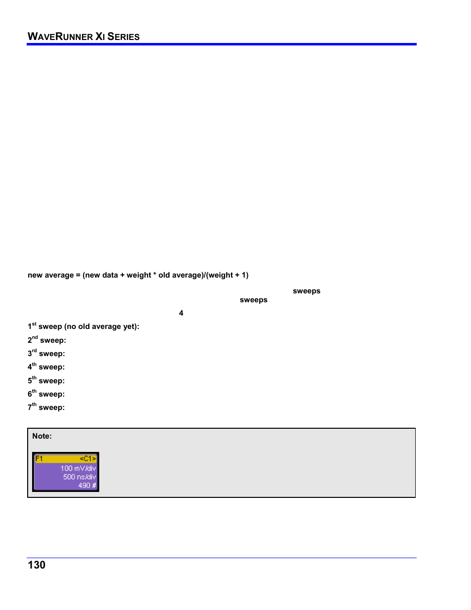 Summed averaging, Continuous averaging | Teledyne LeCroy WaveRunner XI SERIES Operator’s Manual User Manual | Page 130 / 233