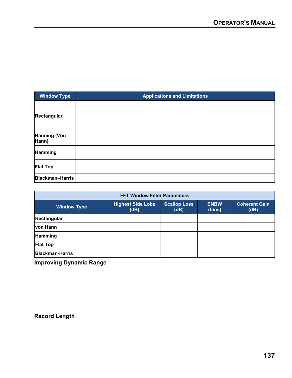 Improving dynamic range, Record length | Teledyne LeCroy WaveRunner XI SERIES Operator’s Manual User Manual | Page 137 / 233