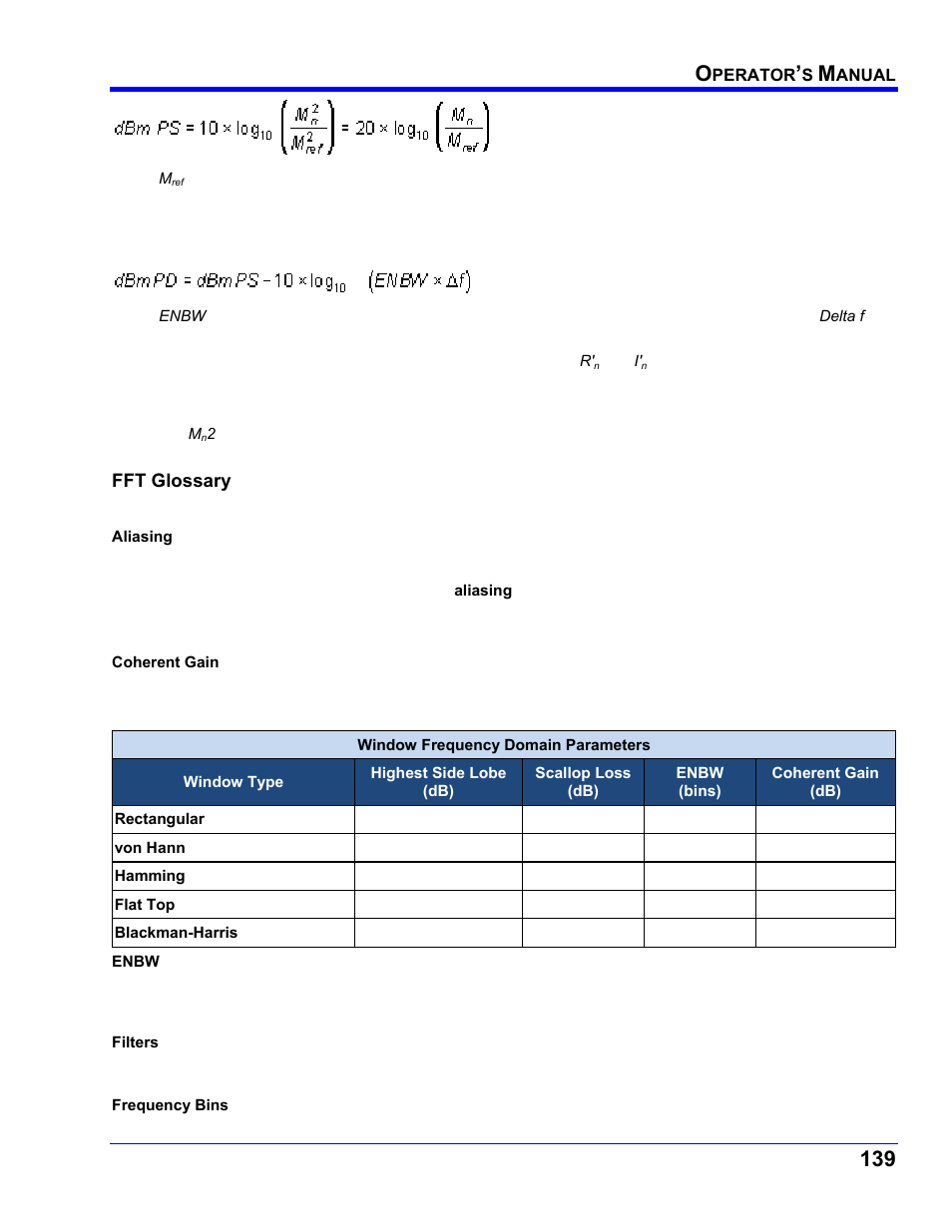 Fft glossary | Teledyne LeCroy WaveRunner XI SERIES Operator’s Manual User Manual | Page 139 / 233