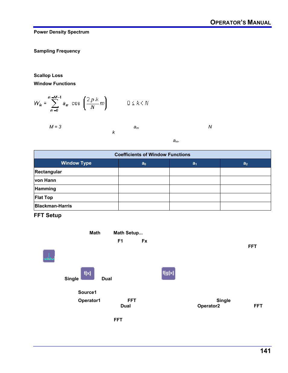 Fft setup, Setting up an fft | Teledyne LeCroy WaveRunner XI SERIES Operator’s Manual User Manual | Page 141 / 233