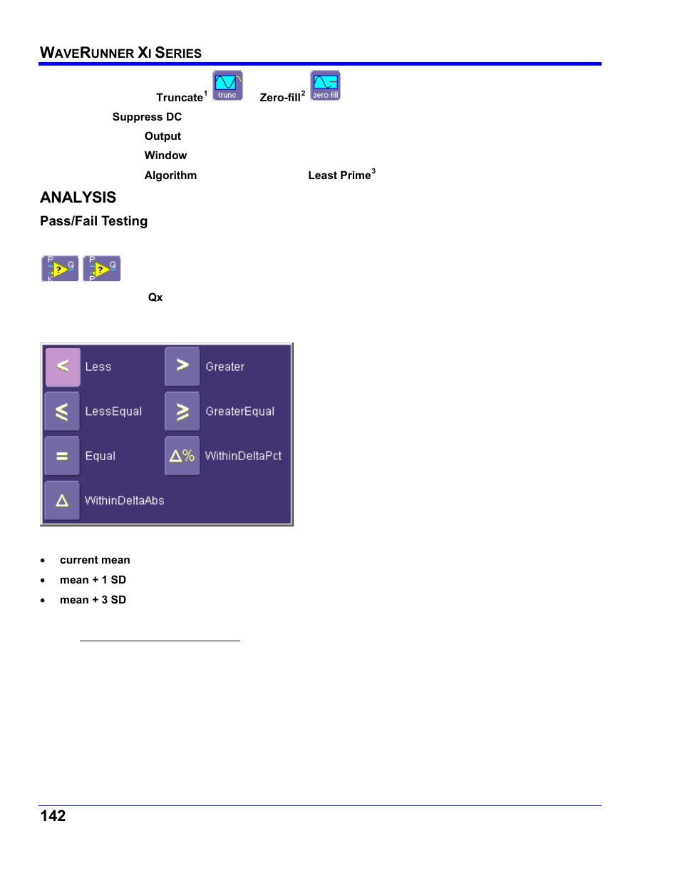 Analysis, Pass/fail testing, Nalysis | Teledyne LeCroy WaveRunner XI SERIES Operator’s Manual User Manual | Page 142 / 233