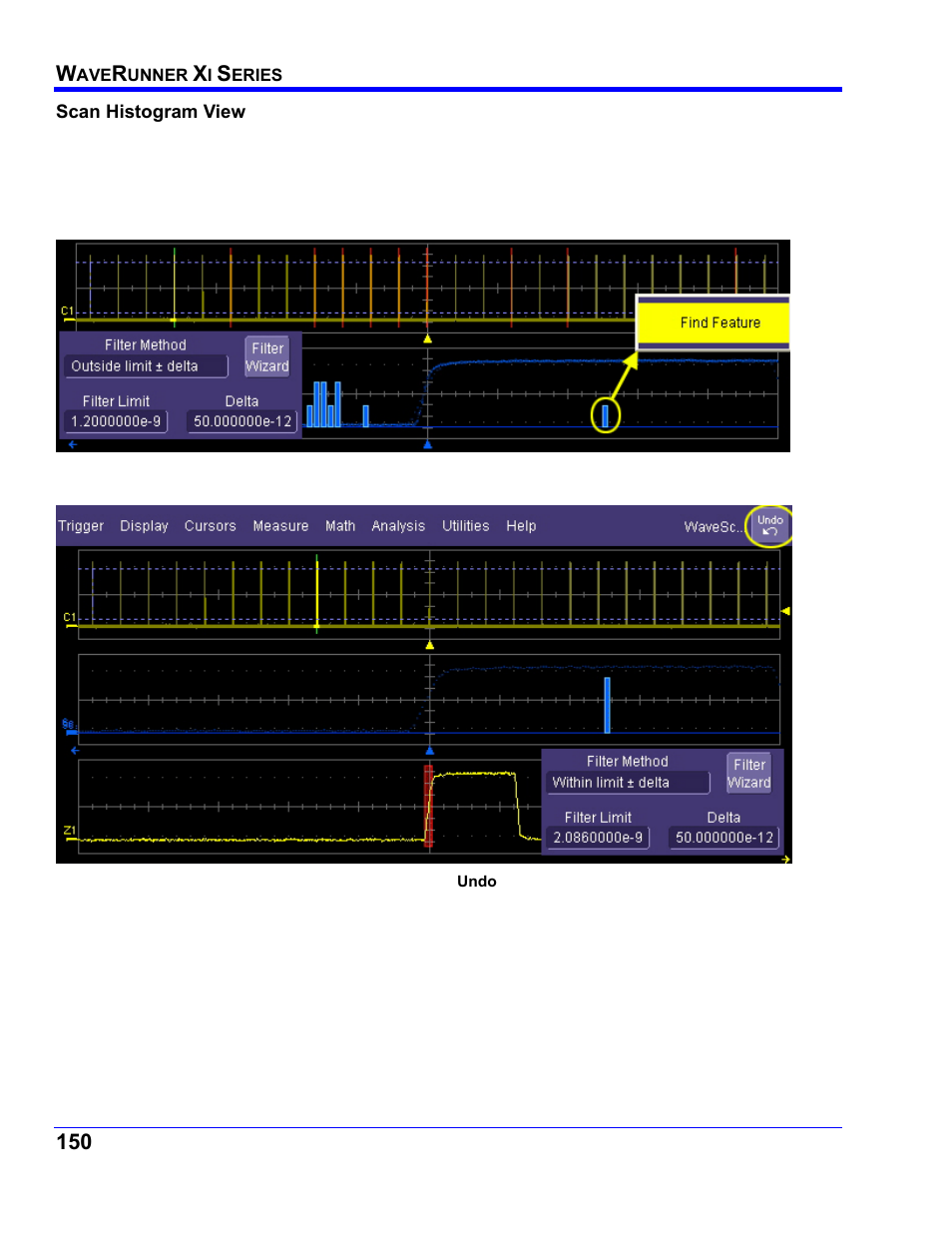 Scan histogram view | Teledyne LeCroy WaveRunner XI SERIES Operator’s Manual User Manual | Page 150 / 233