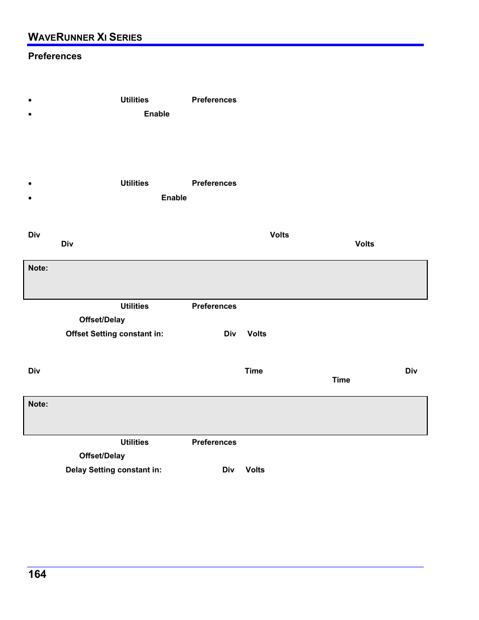 Preferences, Audible feedback, Auto-calibration | Offset control, Delay control | Teledyne LeCroy WaveRunner XI SERIES Operator’s Manual User Manual | Page 164 / 233