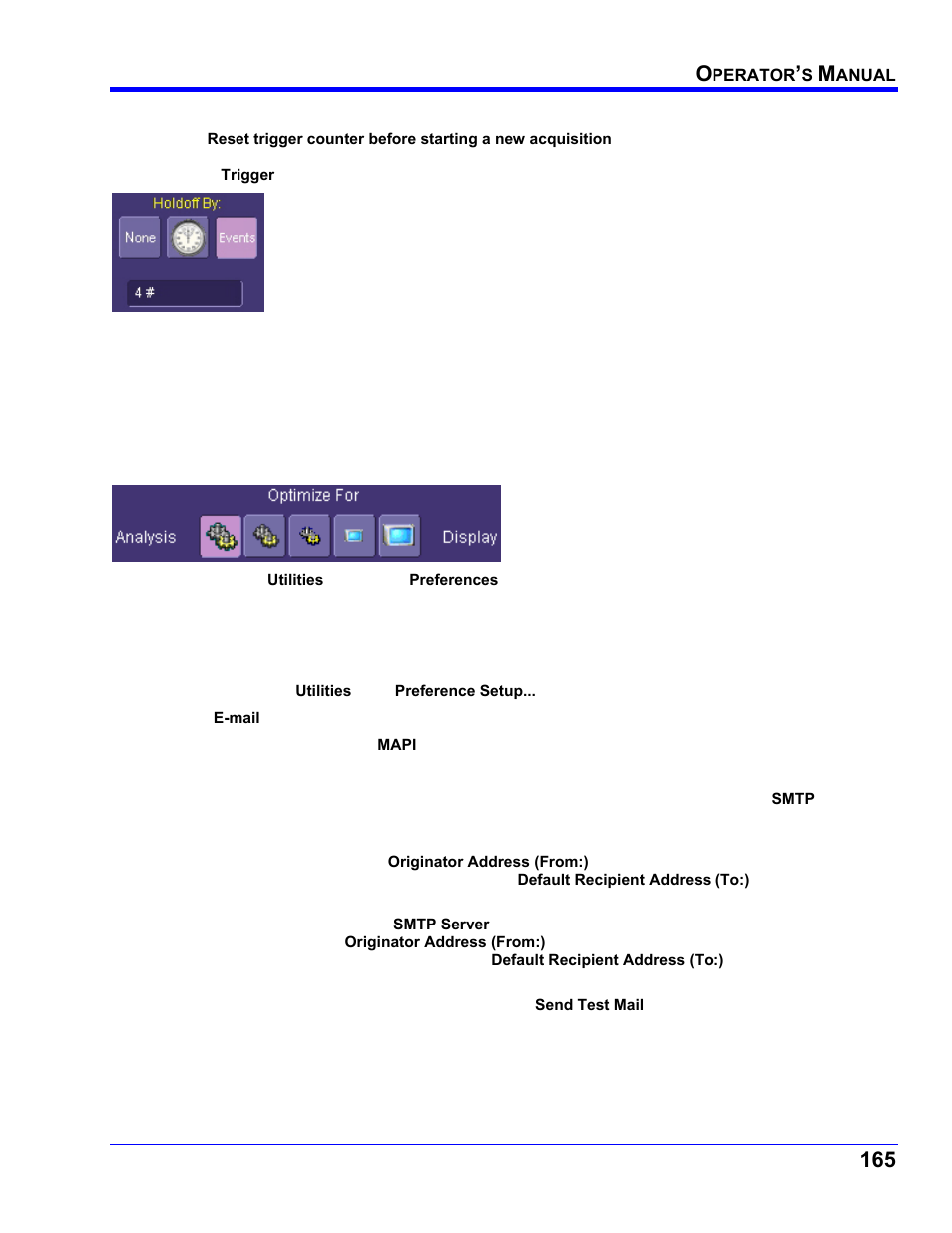 Trigger counter, Performance optimization, E-mail | Teledyne LeCroy WaveRunner XI SERIES Operator’s Manual User Manual | Page 165 / 233