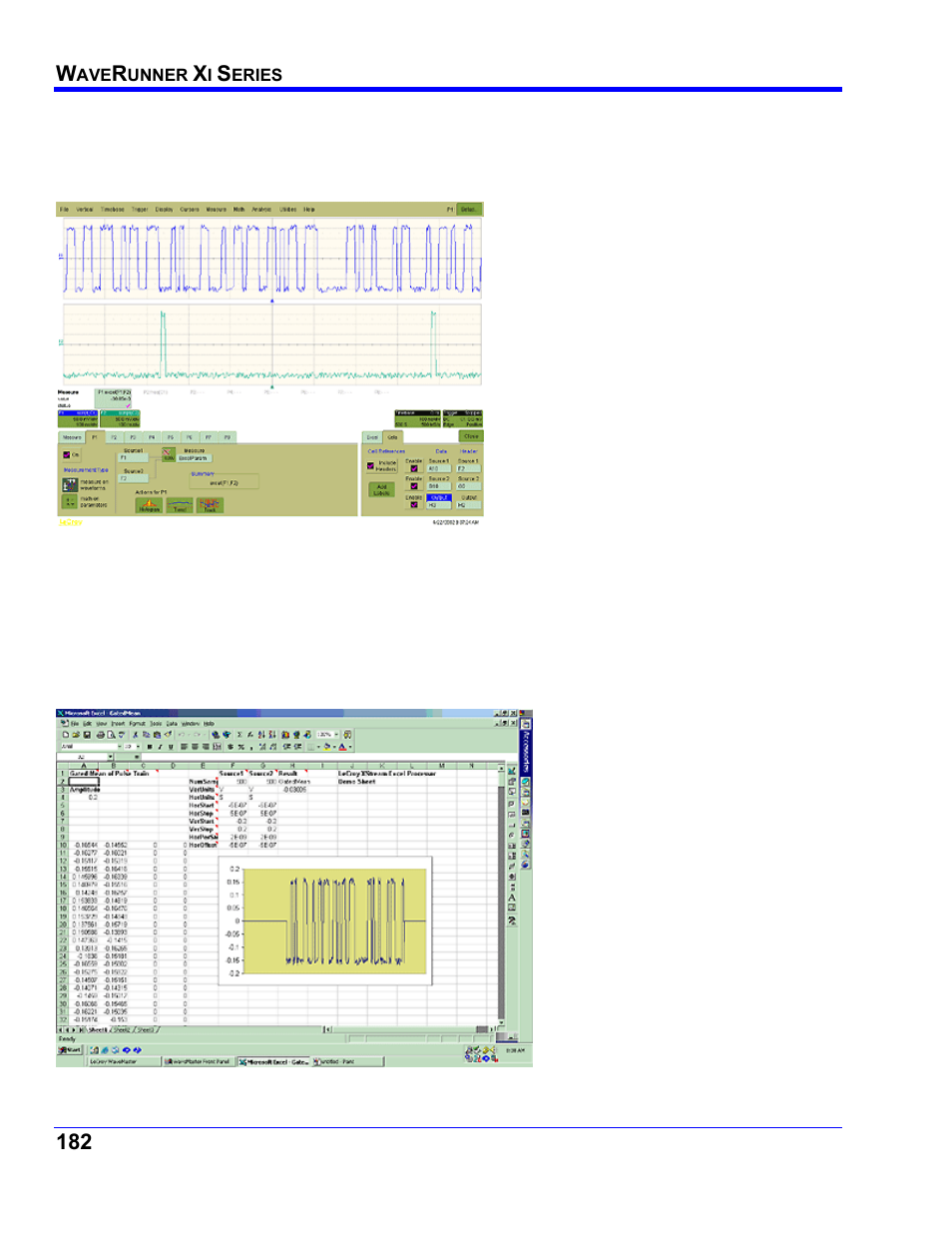 Gated parameter using excel (excel example 2) | Teledyne LeCroy WaveRunner XI SERIES Operator’s Manual User Manual | Page 182 / 233