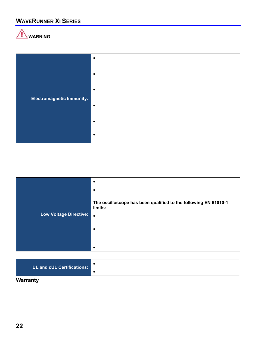 Warranty | Teledyne LeCroy WaveRunner XI SERIES Operator’s Manual User Manual | Page 22 / 233