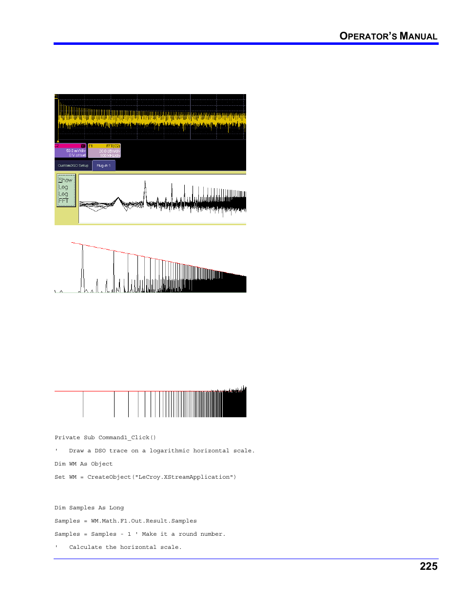 Second example plugin – log-log fft plot | Teledyne LeCroy WaveRunner XI SERIES Operator’s Manual User Manual | Page 225 / 233