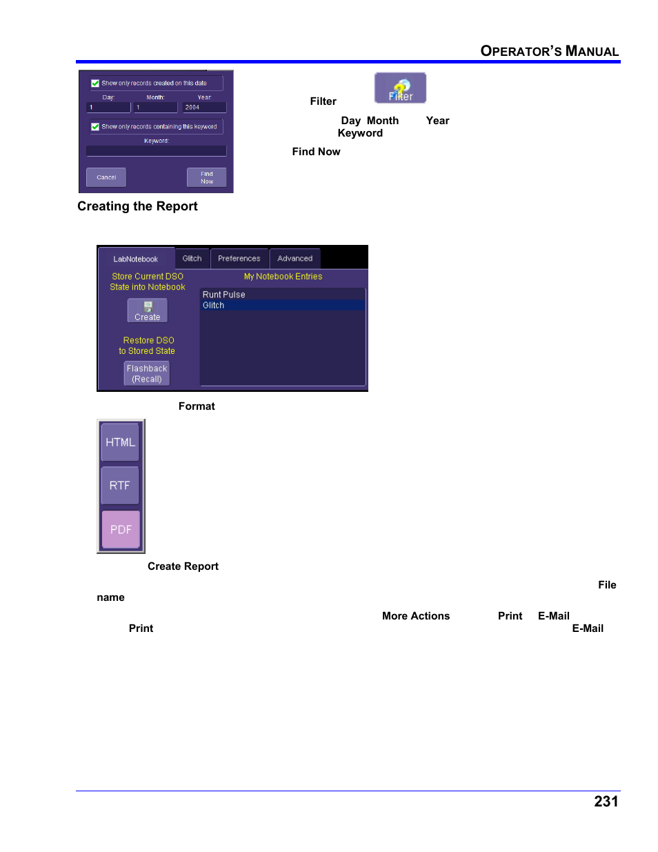 Creating the report | Teledyne LeCroy WaveRunner XI SERIES Operator’s Manual User Manual | Page 231 / 233