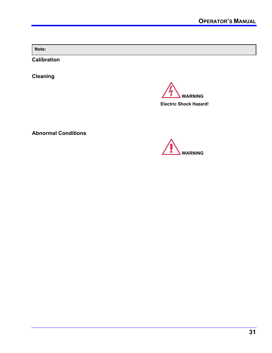 Calibration, Cleaning, Abnormal conditions | Teledyne LeCroy WaveRunner XI SERIES Operator’s Manual User Manual | Page 31 / 233