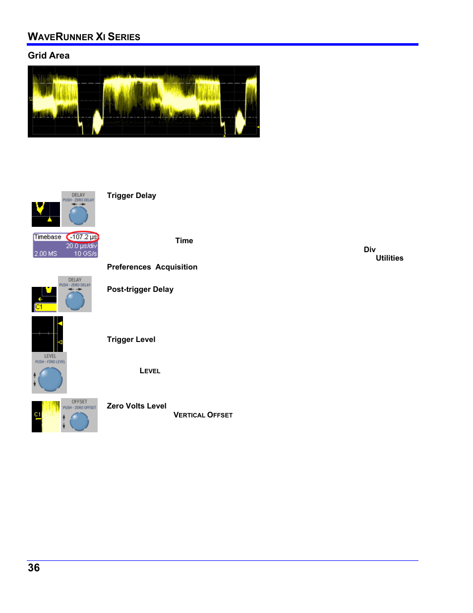 Grid area | Teledyne LeCroy WaveRunner XI SERIES Operator’s Manual User Manual | Page 36 / 233
