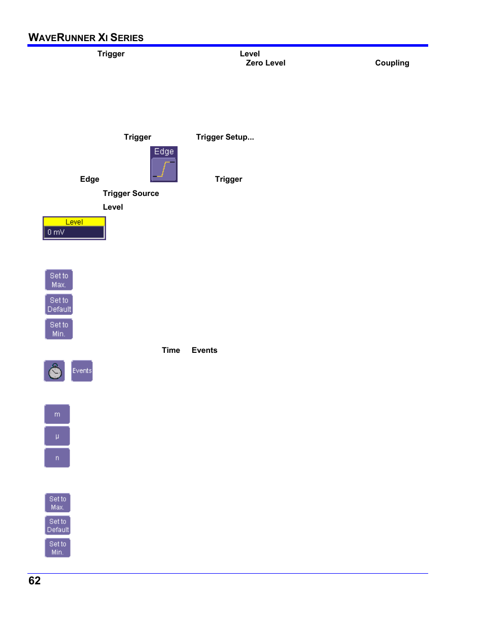 Edge trigger setup, Channel setup | Teledyne LeCroy WaveRunner XI SERIES Operator’s Manual User Manual | Page 62 / 233