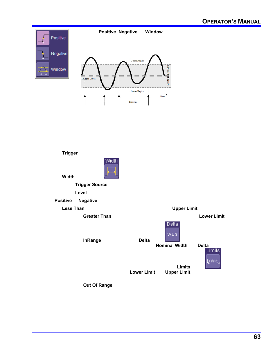 How width trigger works, Width trigger setup | Teledyne LeCroy WaveRunner XI SERIES Operator’s Manual User Manual | Page 63 / 233