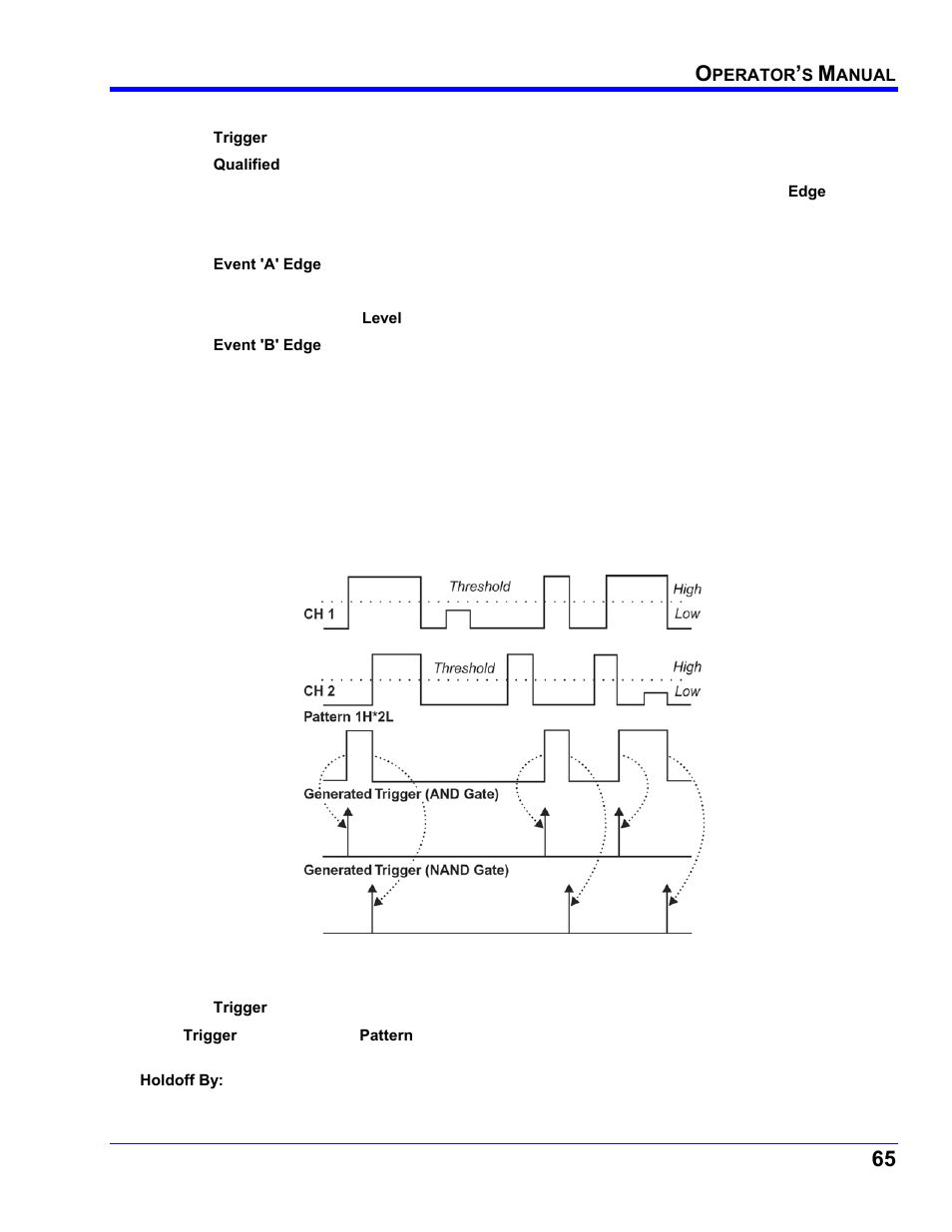 Edge qualified trigger setup, How logic trigger works, Logic applications | Logic trigger setup | Teledyne LeCroy WaveRunner XI SERIES Operator’s Manual User Manual | Page 65 / 233