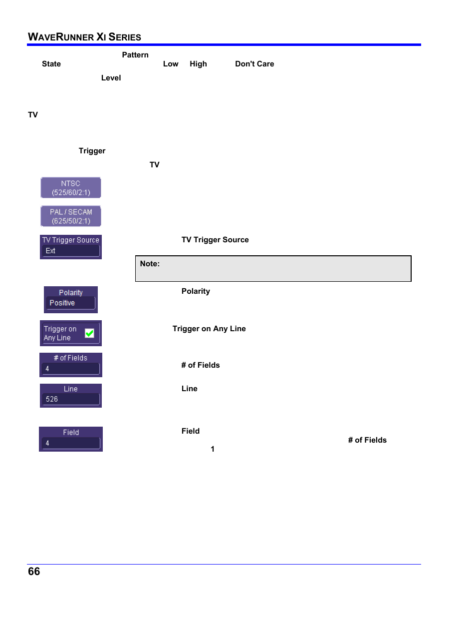 Tv trigger setup | Teledyne LeCroy WaveRunner XI SERIES Operator’s Manual User Manual | Page 66 / 233