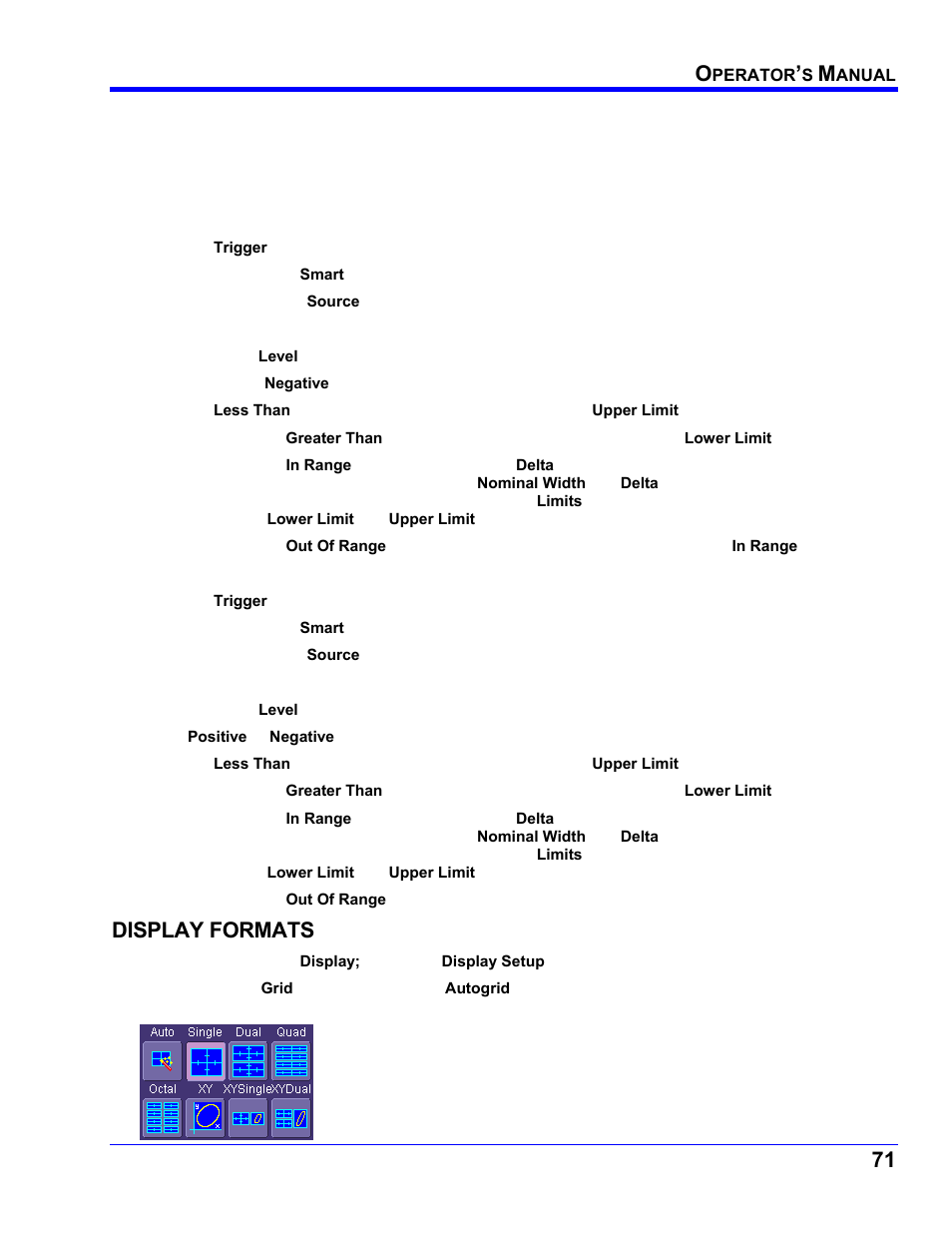Runt trigger, Runt trigger setup, Display formats | Isplay, Ormats | Teledyne LeCroy WaveRunner XI SERIES Operator’s Manual User Manual | Page 71 / 233