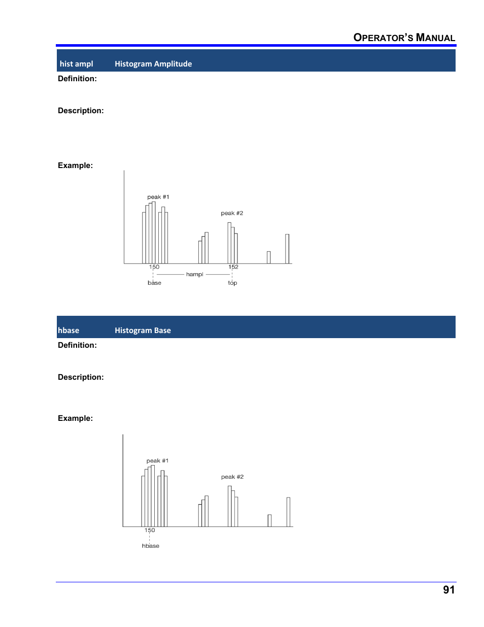 Hist ampl, Histogram amplitude, Hbase | Histogram base | Teledyne LeCroy WaveRunner XI SERIES Operator’s Manual User Manual | Page 91 / 233
