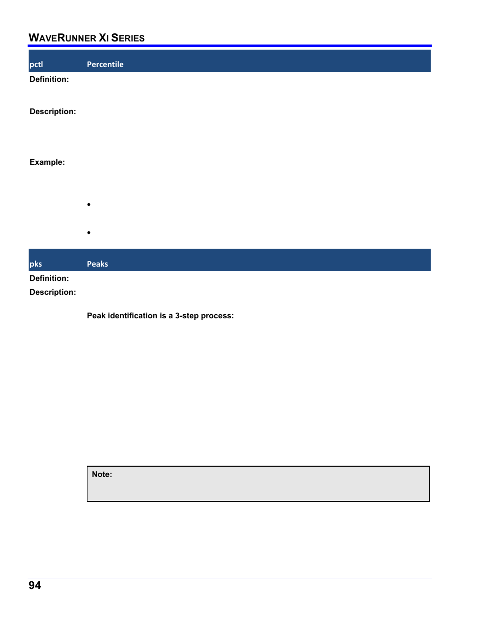Pctl, Percentile, Peaks | Teledyne LeCroy WaveRunner XI SERIES Operator’s Manual User Manual | Page 94 / 233
