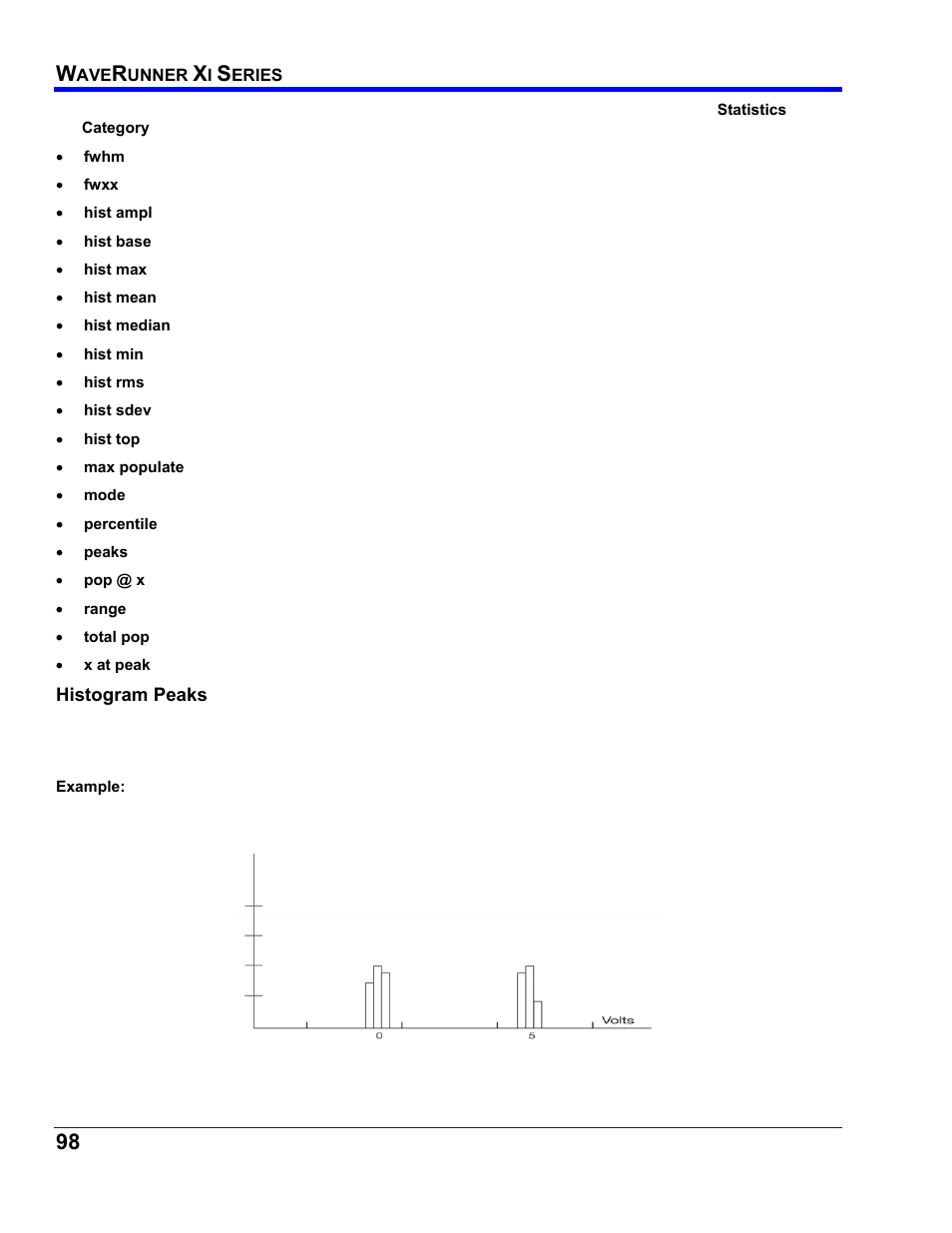 Histogram peaks | Teledyne LeCroy WaveRunner XI SERIES Operator’s Manual User Manual | Page 98 / 233