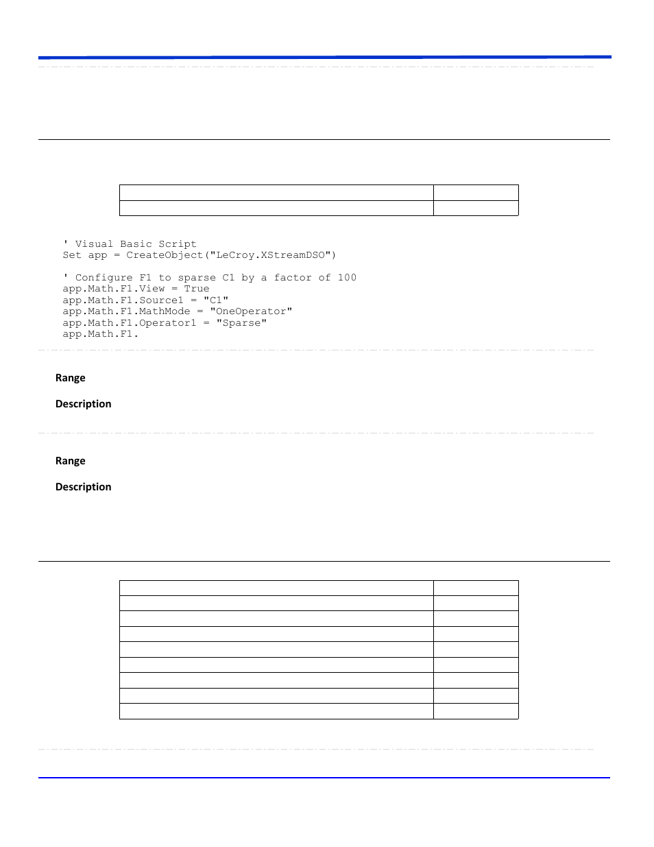 Sparse, Ssctrack, App.math.fx.operatorysetup (operator = "sparse") | App.math.fx.operatorysetup (operator = "ssctrack") | Teledyne LeCroy WavePro Automation Command User Manual | Page 547 / 667