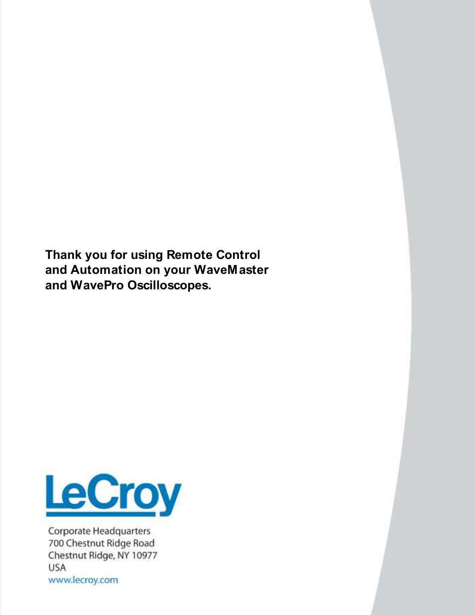 Teledyne LeCroy WavePro Automation Command User Manual | Page 667 / 667