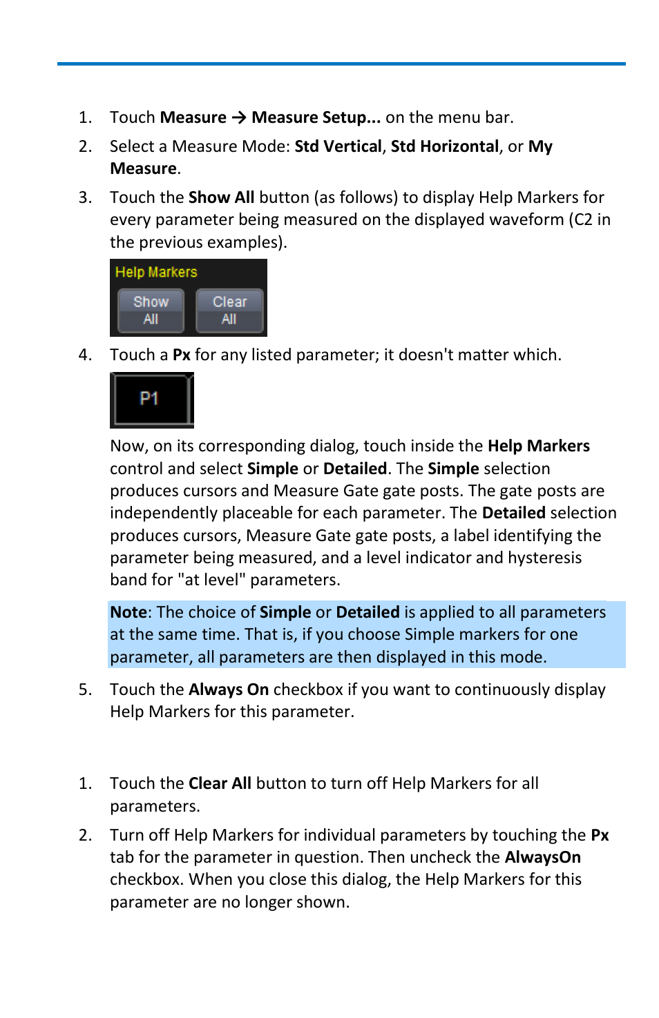Help markers setup, Turning off help markers | Teledyne LeCroy WaveMaster 8 Zi_Zi-A User Manual | Page 105 / 190