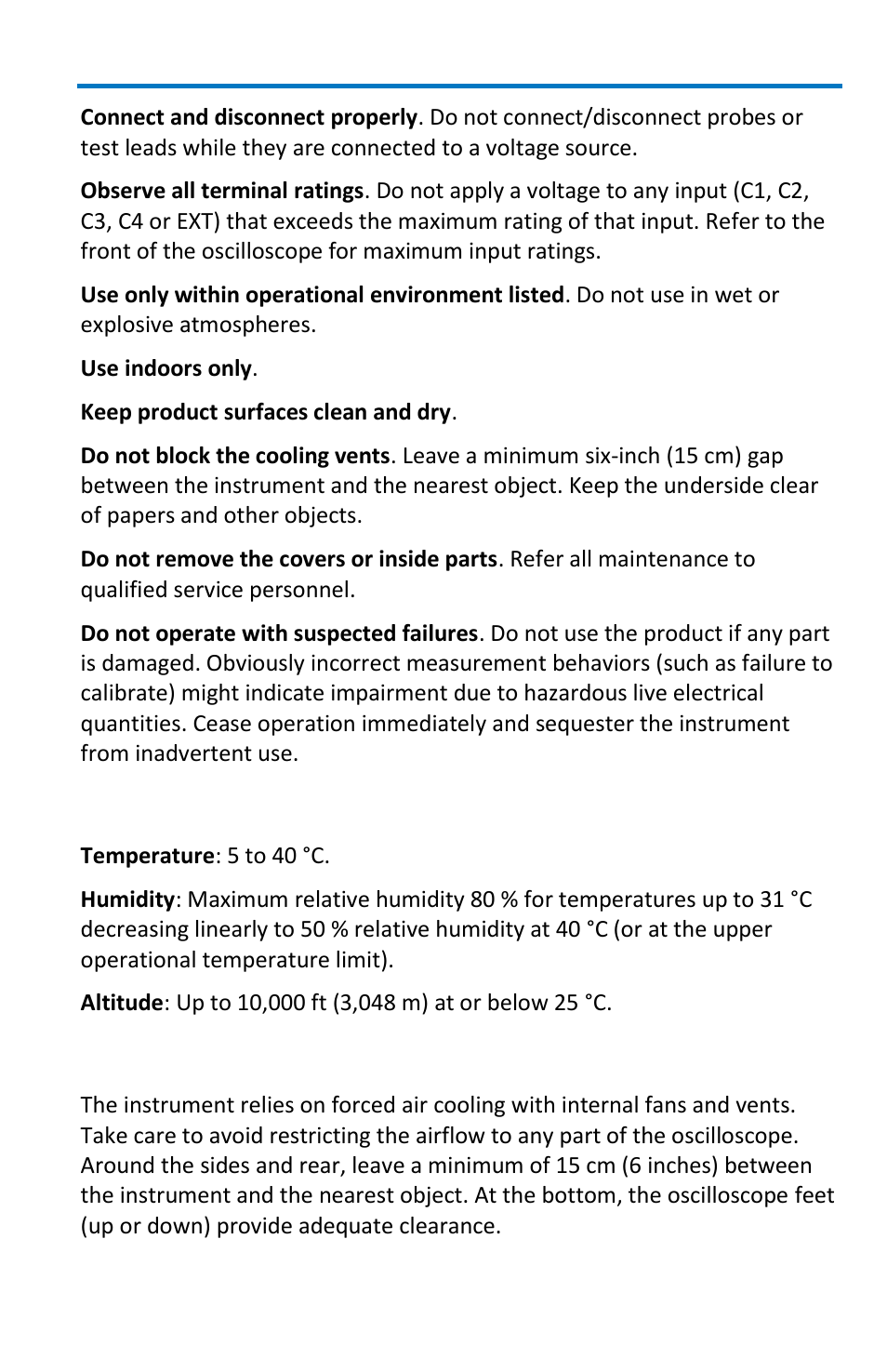 Operating environment, Cooling | Teledyne LeCroy WaveMaster 8 Zi_Zi-A User Manual | Page 11 / 190