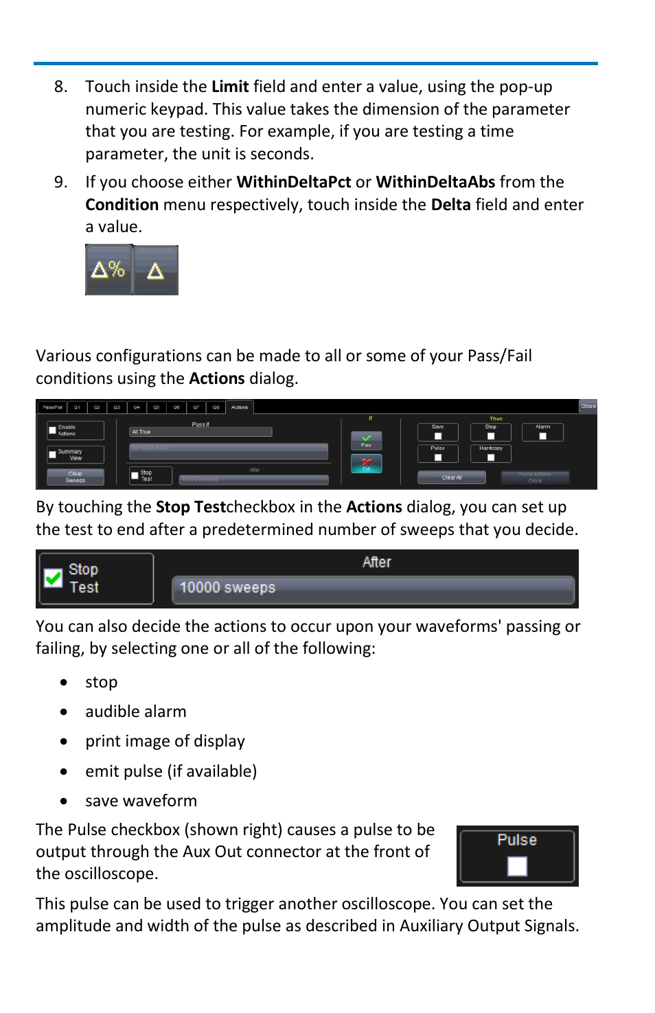 The actions dialog | Teledyne LeCroy WaveMaster 8 Zi_Zi-A User Manual | Page 120 / 190