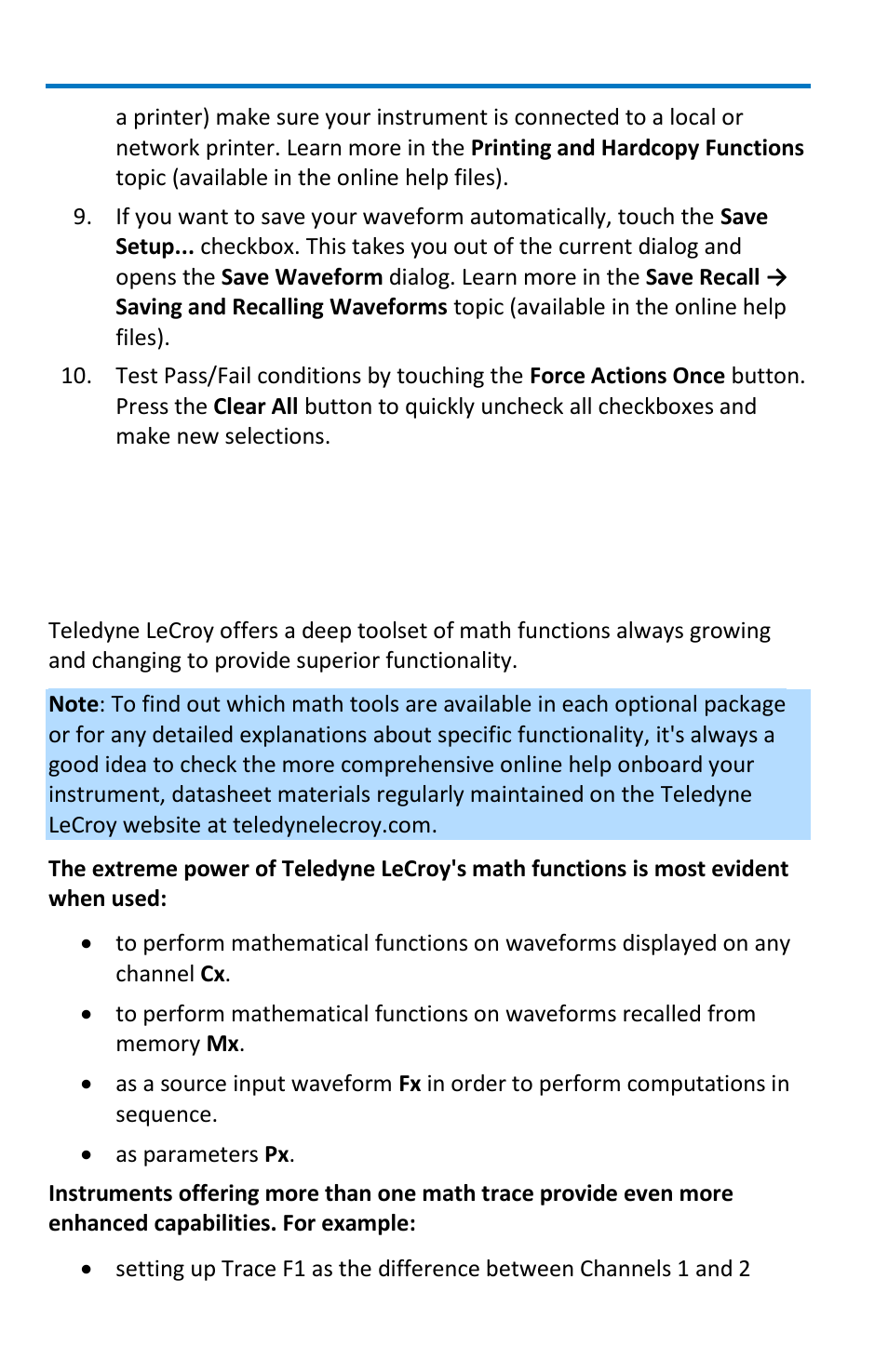 Math, Overview | Teledyne LeCroy WaveMaster 8 Zi_Zi-A User Manual | Page 122 / 190