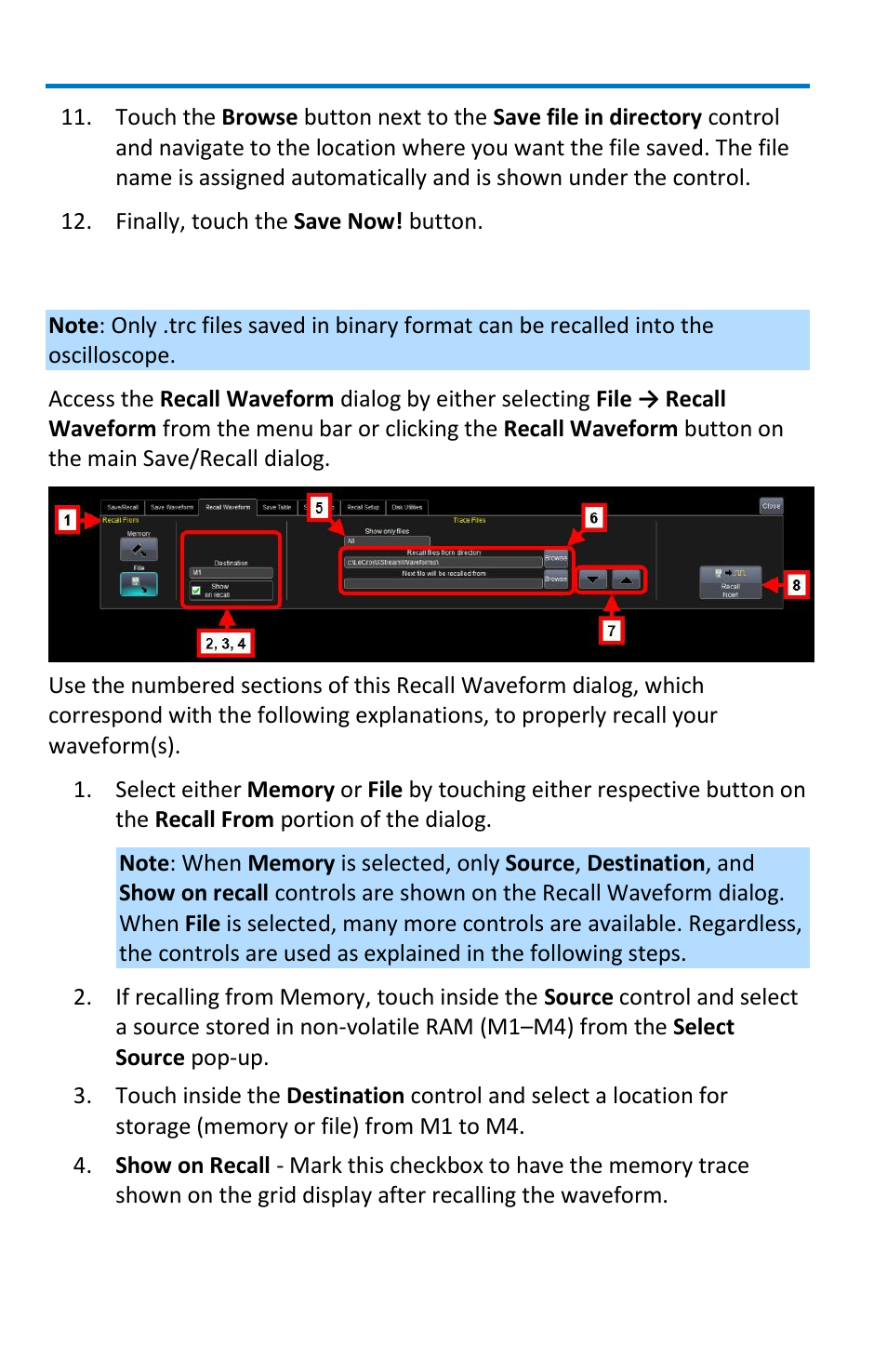 Recalling waveforms | Teledyne LeCroy WaveMaster 8 Zi_Zi-A User Manual | Page 142 / 190