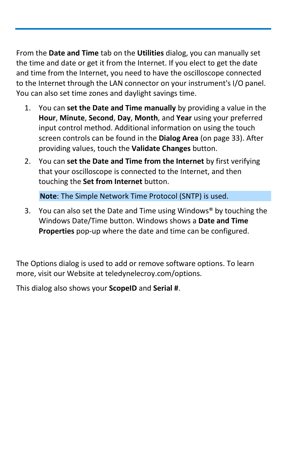 Date/time, Options | Teledyne LeCroy WaveMaster 8 Zi_Zi-A User Manual | Page 154 / 190