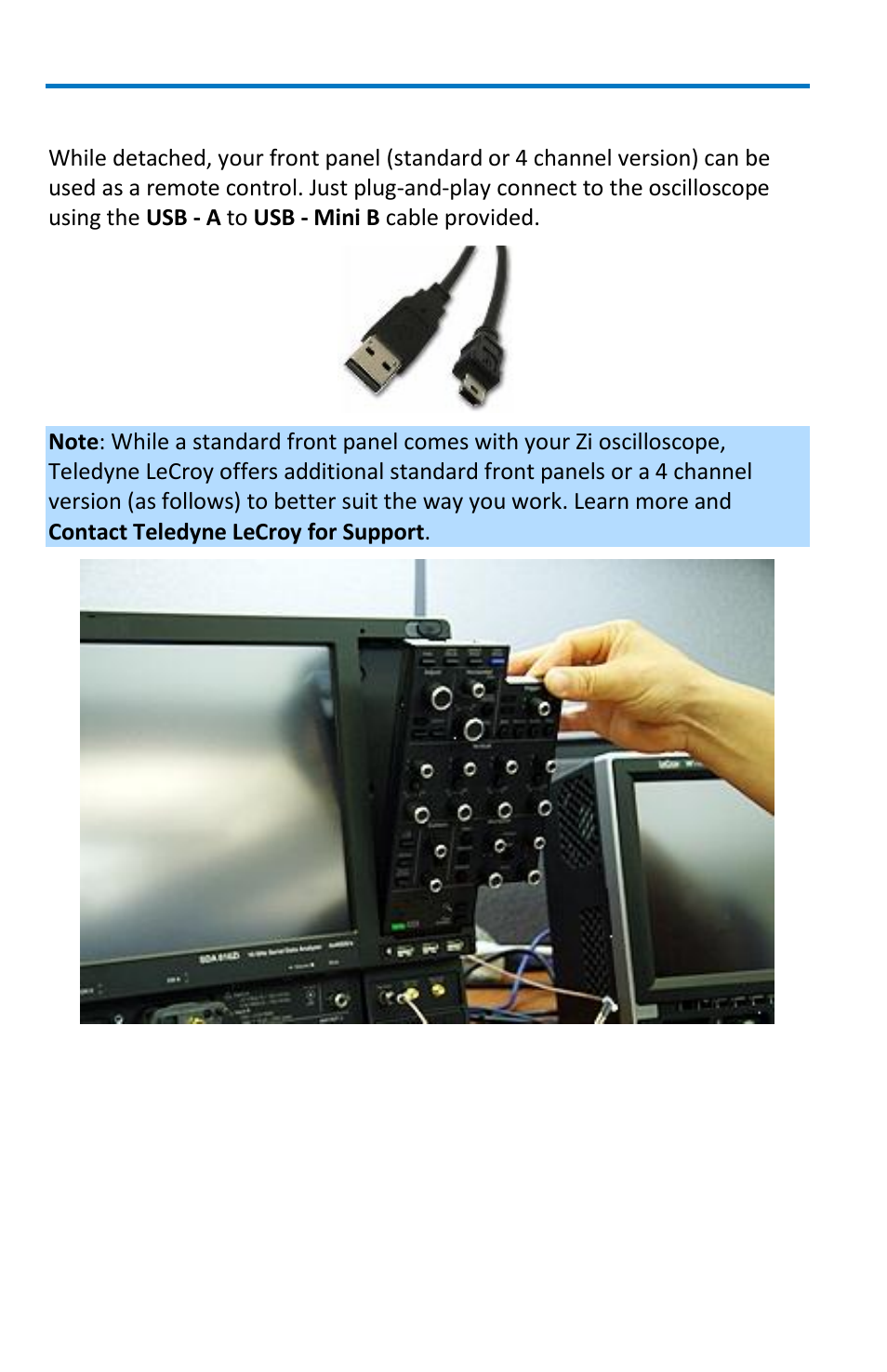 Front panel as a remote control, Wavemaster 8 zi/zi-a oscilloscopes | Teledyne LeCroy WaveMaster 8 Zi_Zi-A User Manual | Page 16 / 190