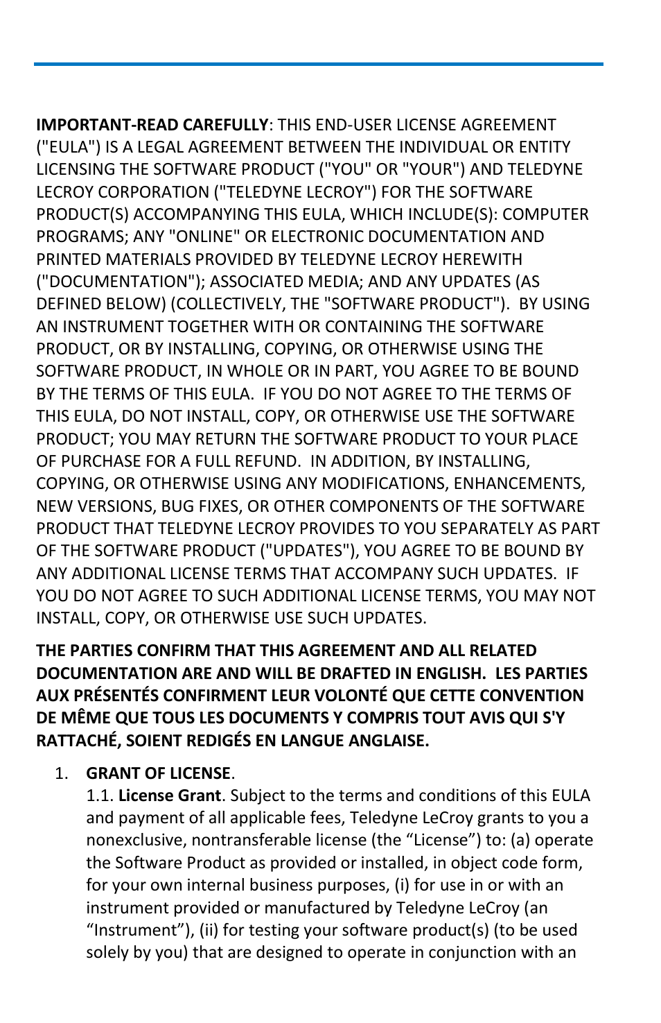 X-stream software end-user license agreement | Teledyne LeCroy WaveMaster 8 Zi_Zi-A User Manual | Page 172 / 190