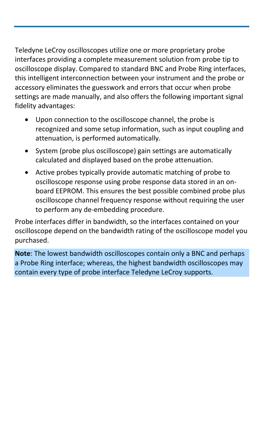 Probe interfaces | Teledyne LeCroy WaveMaster 8 Zi_Zi-A User Manual | Page 26 / 190