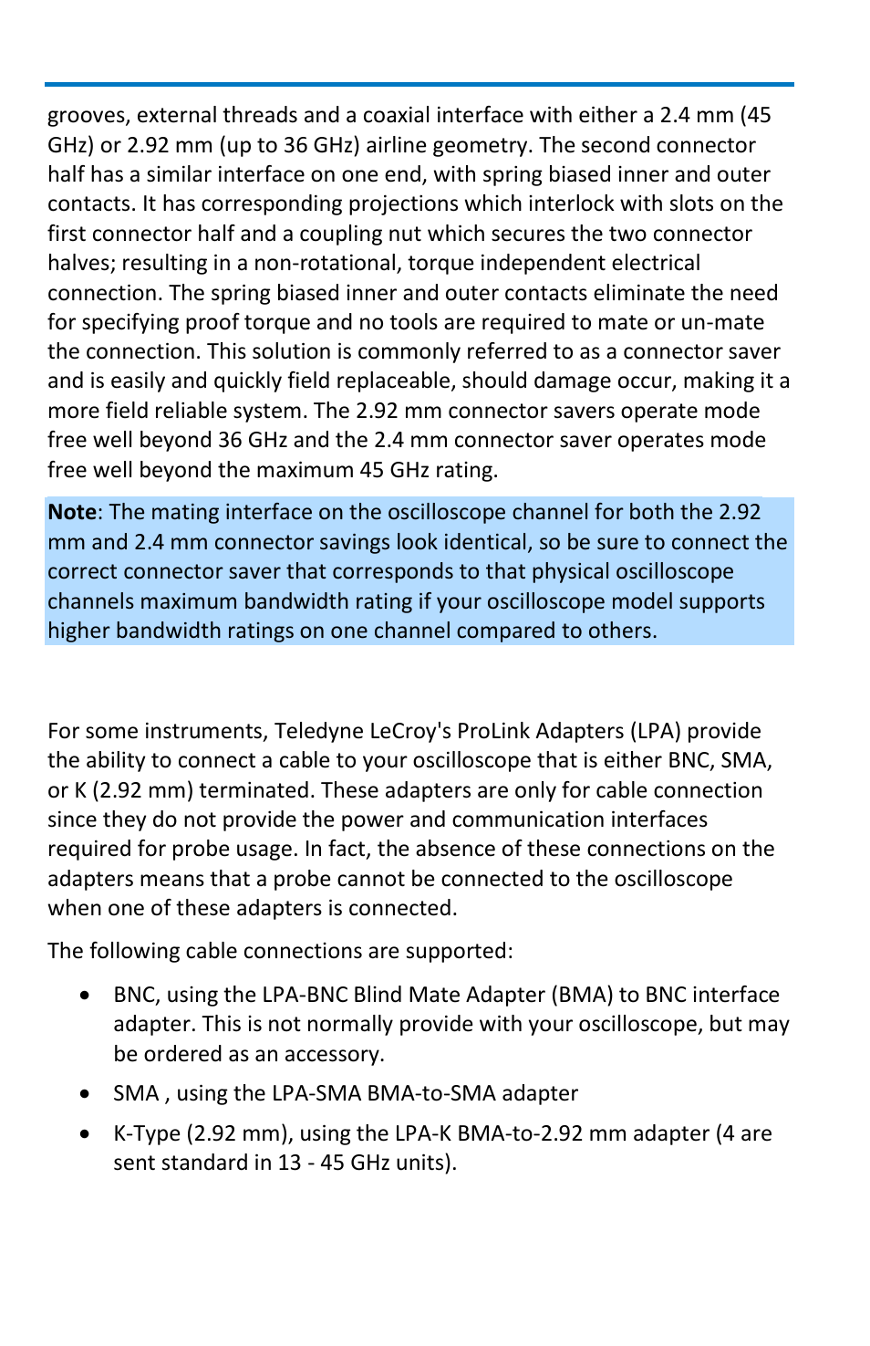 Prolink interface adapters | Teledyne LeCroy WaveMaster 8 Zi_Zi-A User Manual | Page 30 / 190