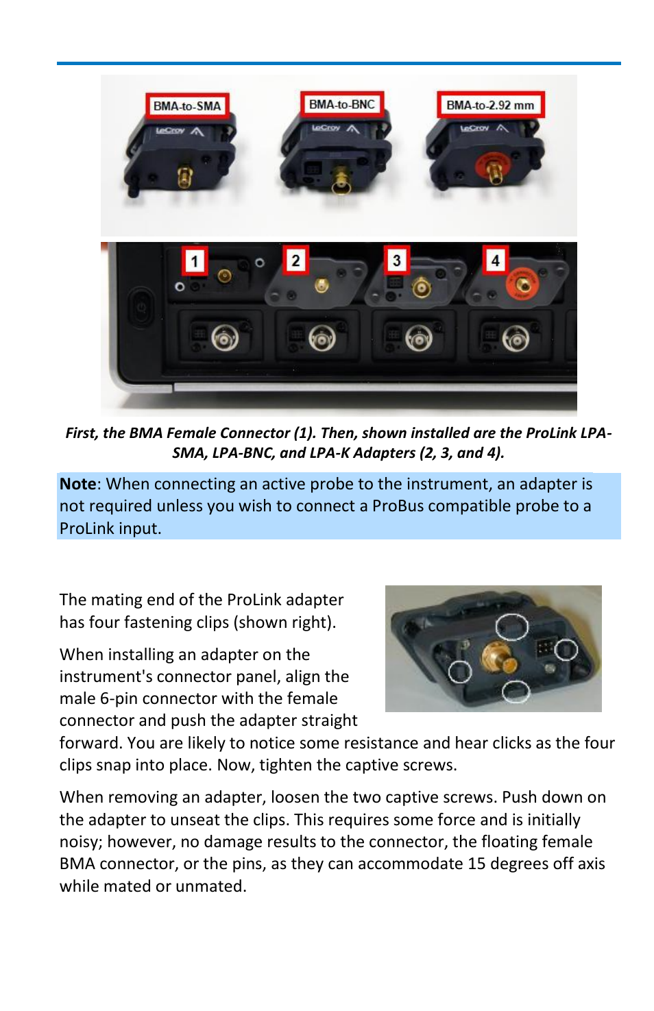 Connecting the adapters, Getting started manual | Teledyne LeCroy WaveMaster 8 Zi_Zi-A User Manual | Page 31 / 190