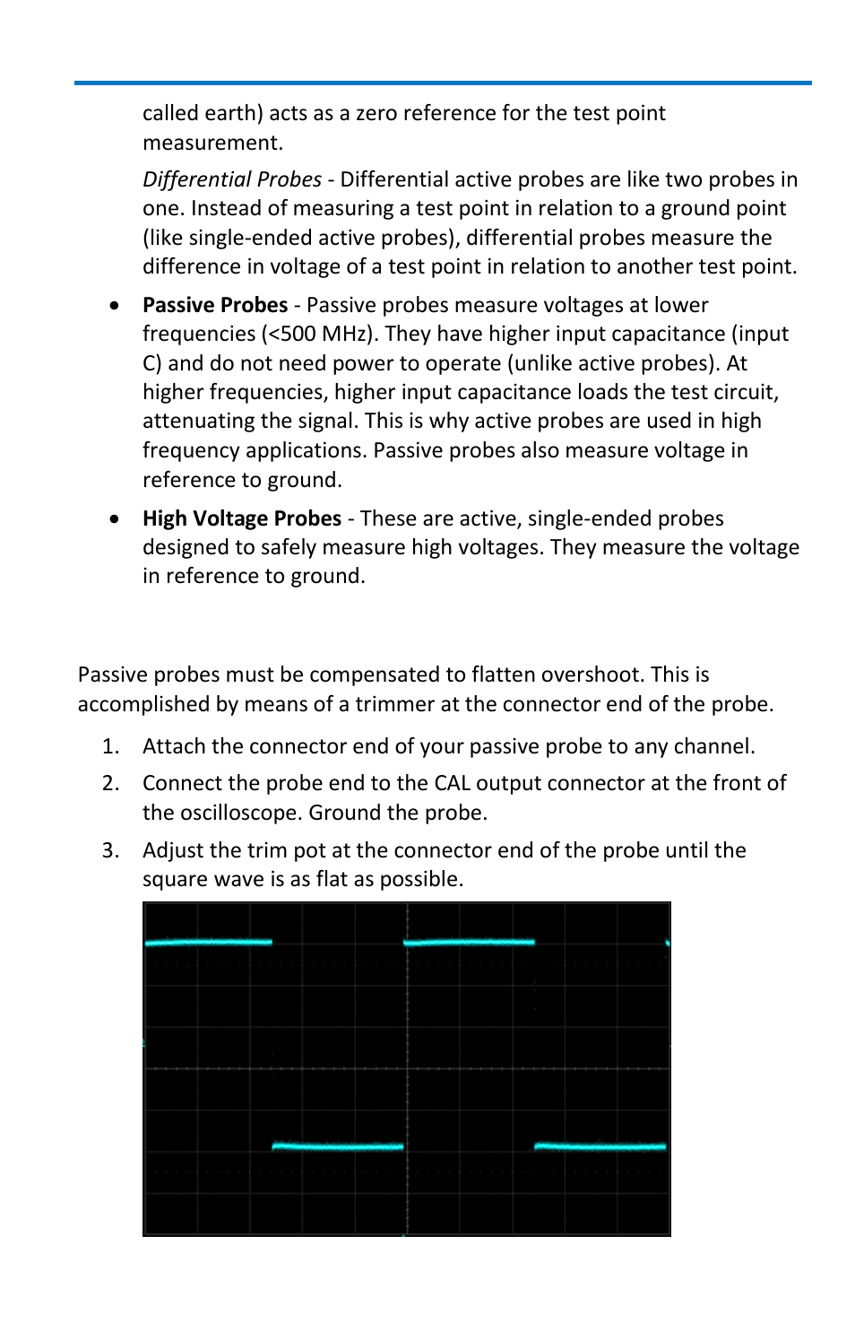 Passive probe compensation | Teledyne LeCroy WaveMaster 8 Zi_Zi-A User Manual | Page 33 / 190