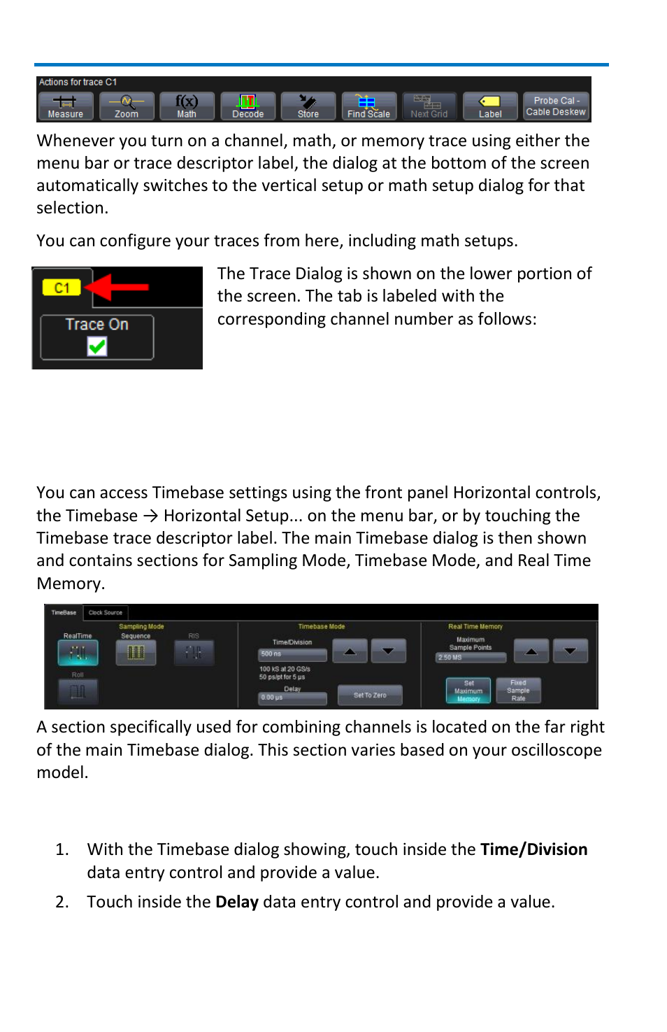 Timebase, Overview, Timebase setup and control | Teledyne LeCroy WaveMaster 8 Zi_Zi-A User Manual | Page 48 / 190